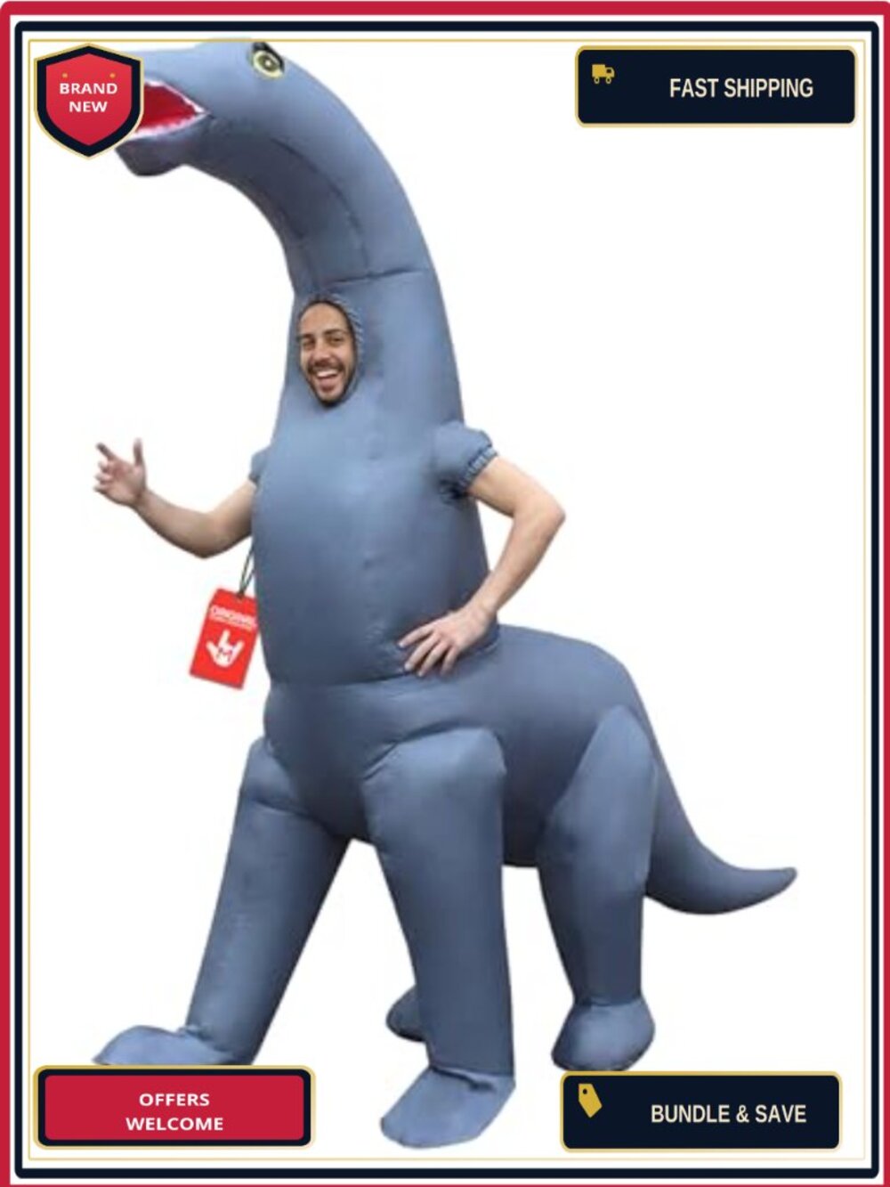 Inflatable Dinosaur Costume Adult Long-Neck Dino Suit Halloween Party
